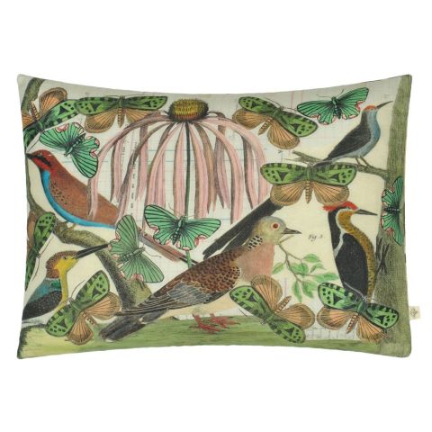 Floral Aviary Parchment Cushion
