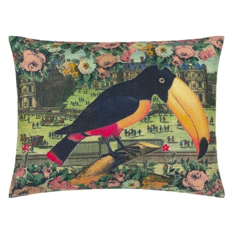 Toucan Floral Sepia Cushion