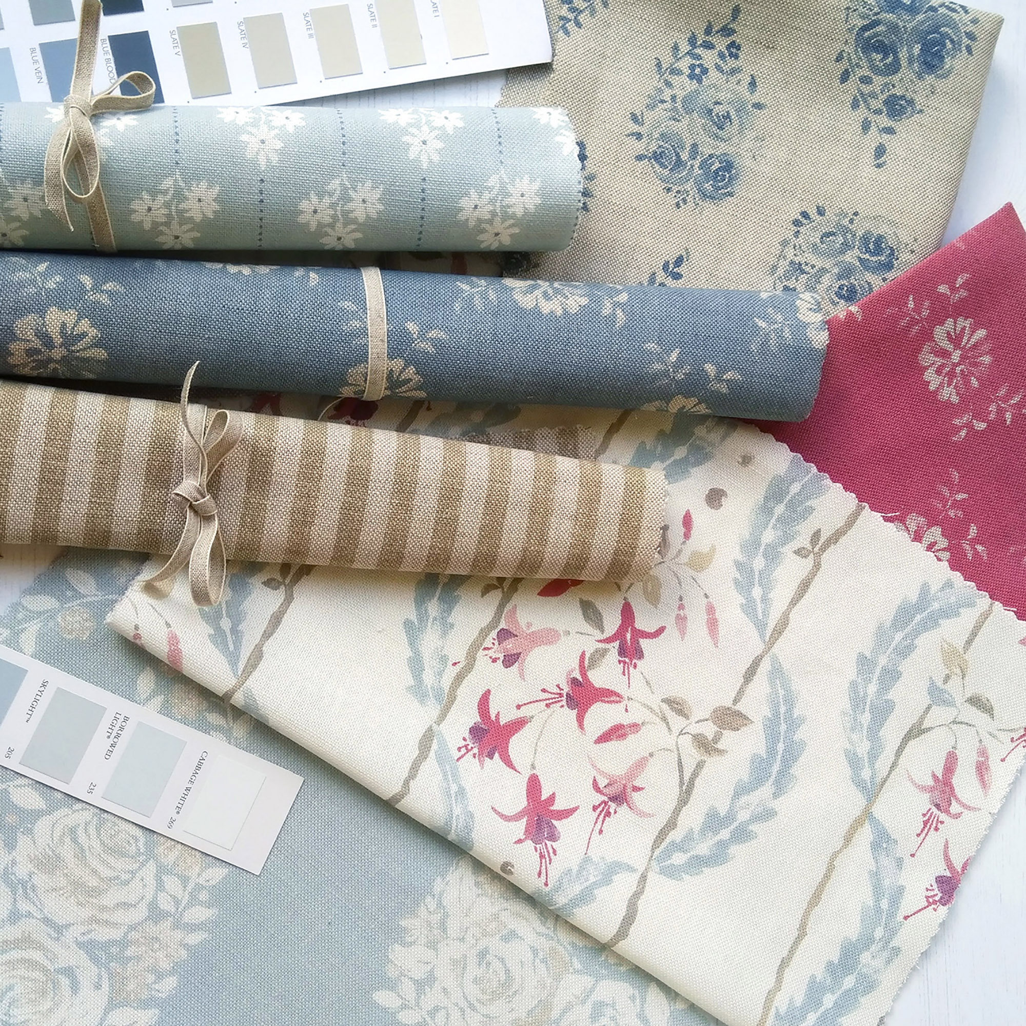 Fuchsia Trail - Smoke Blue fabric