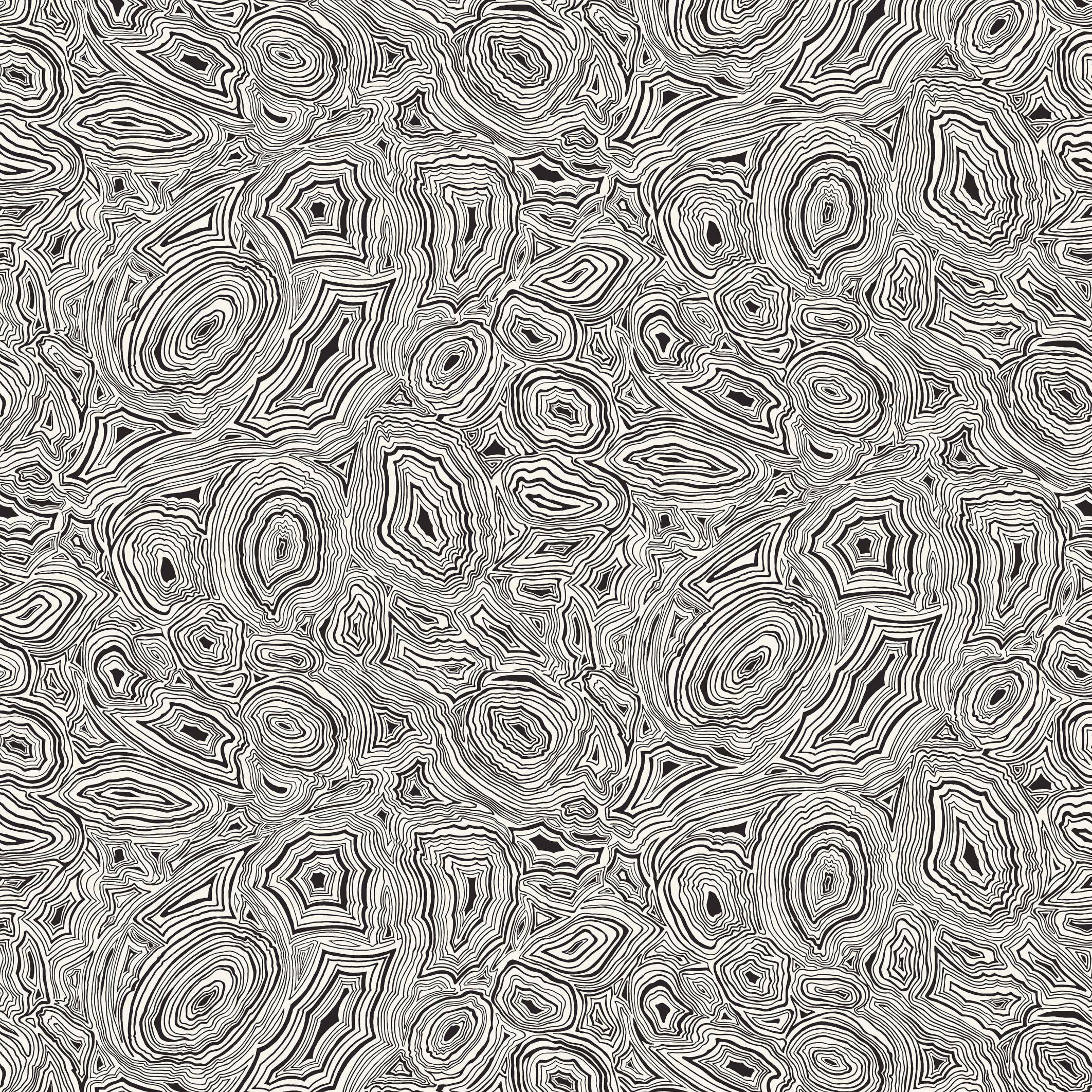 Malachite - Black on White wallpaper
