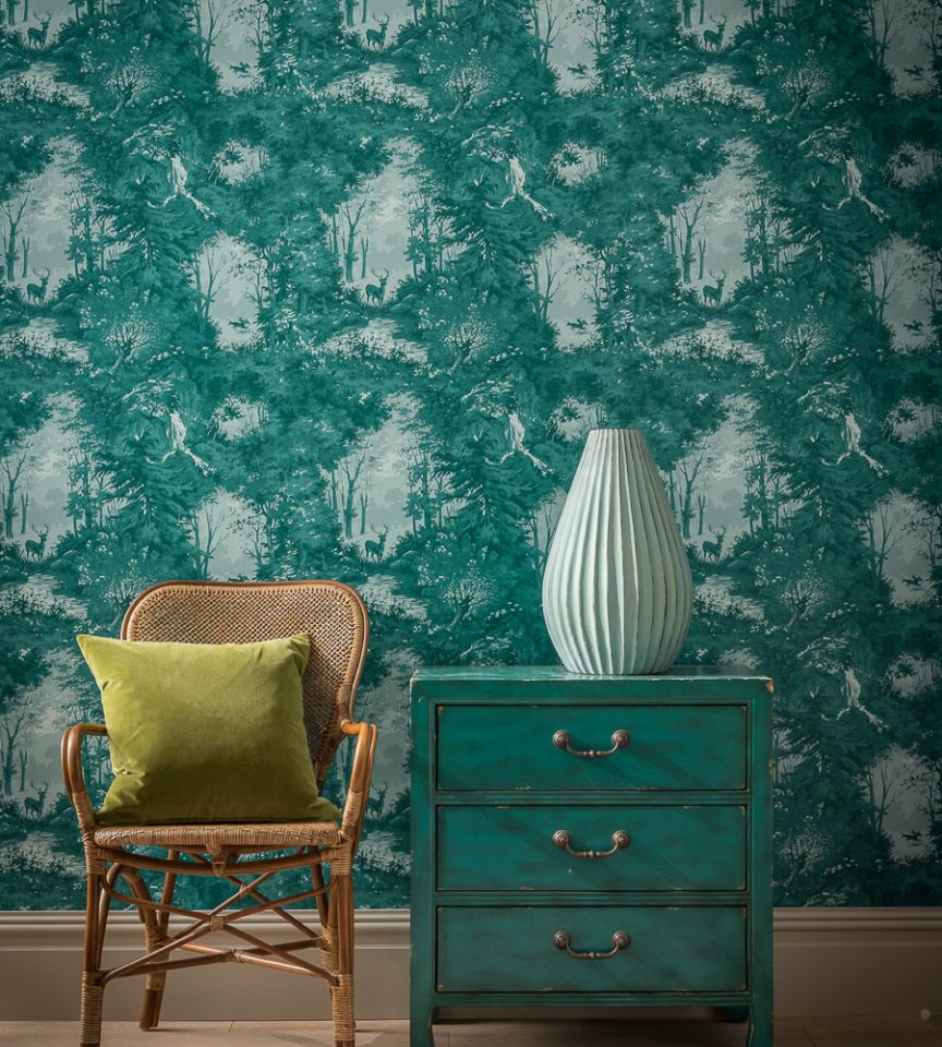 Torridon - Teal wallpaper | Modern Country Wallpapers | Mulberry Home