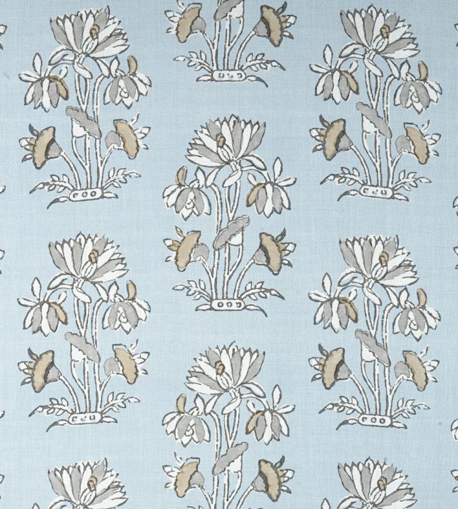 Lily Flower Spa Blue fabric Mesa Fabrics Thibaut