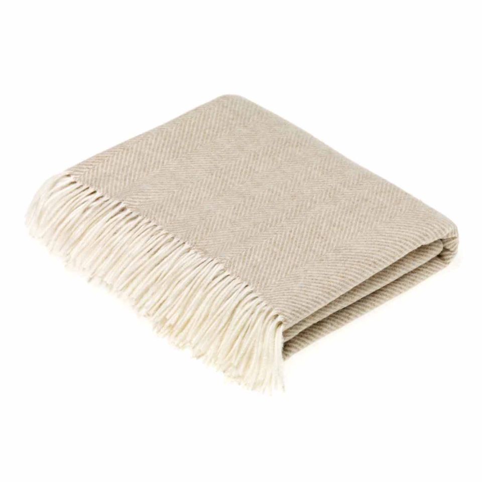 Herringbone Beige Throw Bronte by Abraham Moon Throws