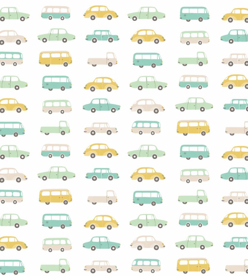 Vintage Cars Vert Fabric Happy Dreams Casadeco