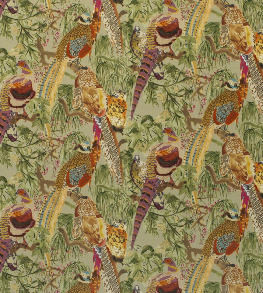 Game Birds Velvet Fig/Multi fabric Bohemian Romance Mulberry Home