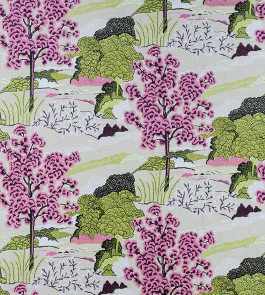 Daintree Embroidery Fuchsia fabric Greenwood Thibaut