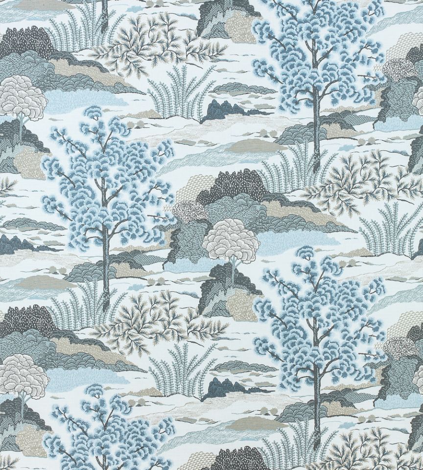Daintree Aqua fabric Greenwood Thibaut