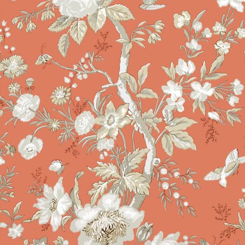 Nemour Coral Wallpaper Enchantment Thibaut
