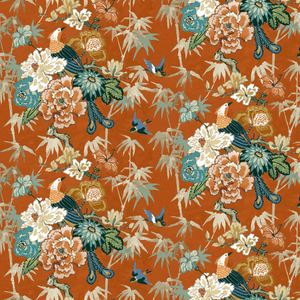 Maluku Burnt Orange fabric Tropicals Arley House